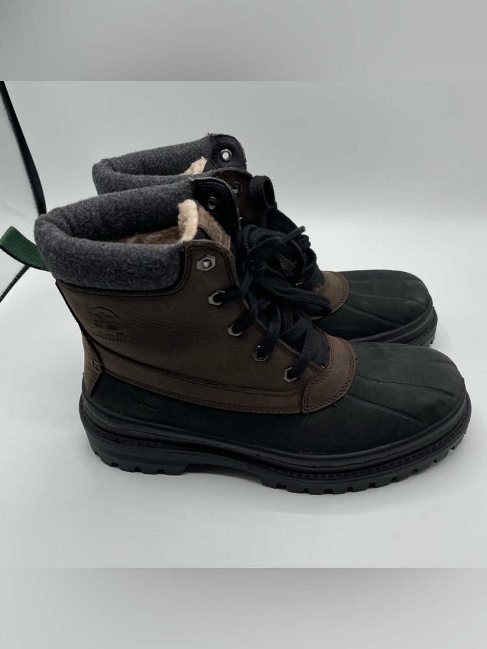 Kamik Boots Mens Sz 7 Brown Tyson Lace Up Waterproof Hiking Thinsulate Faux Fur